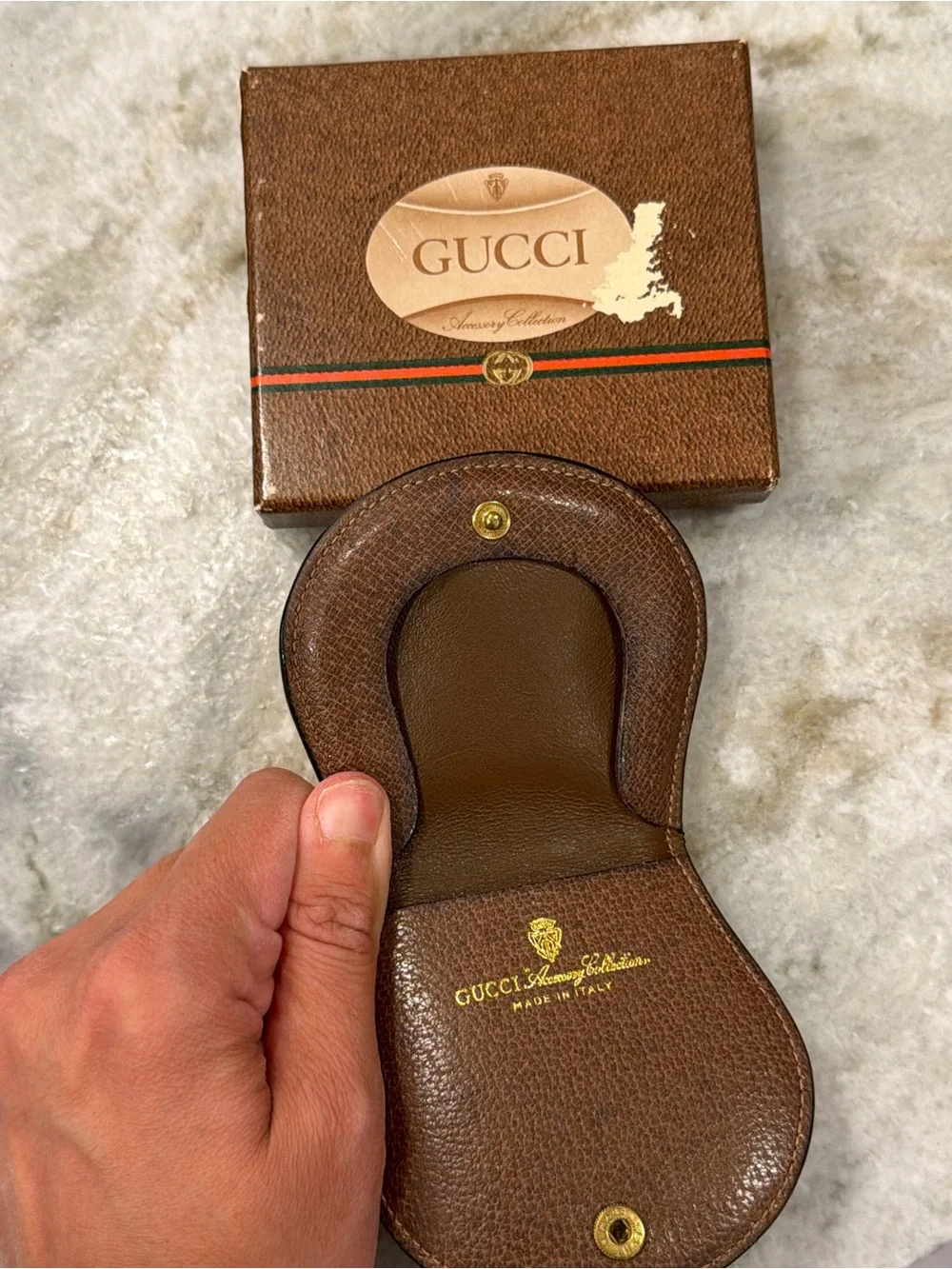 Gucci Brown GG Canvas Money Clip with Green-Red Web Stripe